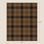 JTJ Brown Large Checkered Area Rug for Living Room - Washable 8x10 Easy Jute Plaid Rug for Dining Room Under Table, Black Striped Outdoor Porch Mat, Non Slip Foldable Neutral Earthy Rustic Décor