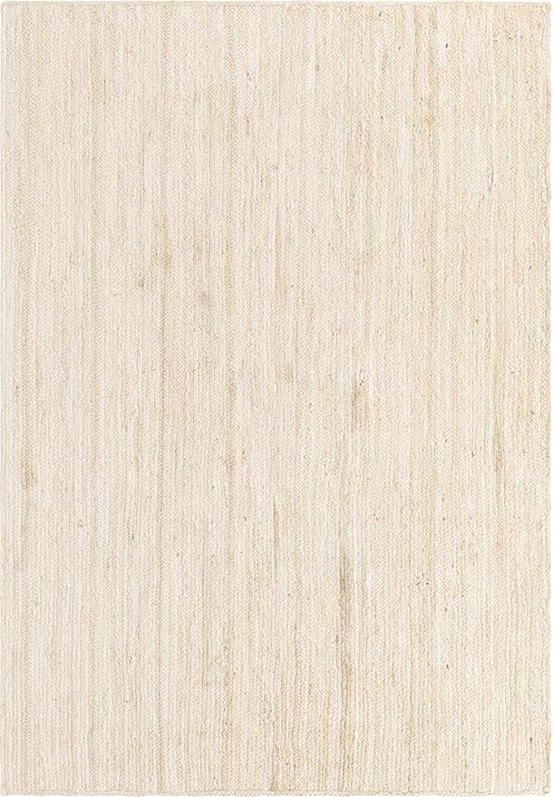 Unique Loom Braided Jute Collection Area Rug - Dhaka (6' 1" x 9' Rectangle, White)