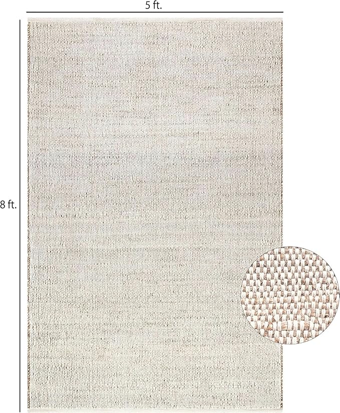 S & L Homes Jute Cotton Hand Woven Natural Farmhouse Area Rug for Living Room - Rustic Vintage Bohemian Décor - (5' x 8' Natural)