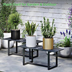 Plant Stand Indoor Outdoor, Foldable Metal Plant Shelf for Multiple Pots, Mid Century Slatted Bench for Patio Garden, Heavy Duty Capacity 330 lbs 2 Pack Grey