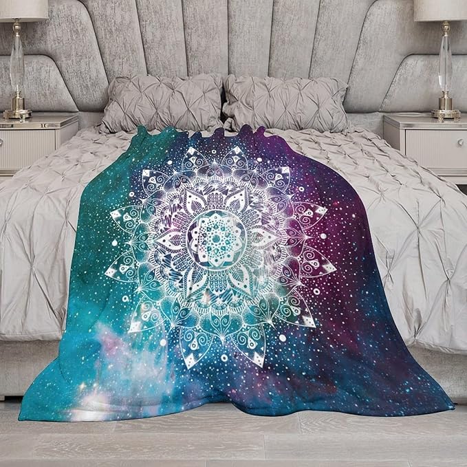 Hippie Mandala Throw Blanket Bohemian Galaxy Space Indian Medallion Trippy Aesthetical Blanket for Sofa Bed Couch Chair Or Dorm 30"x40"