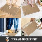 Sturdy Front Door Mat, Absorbent Muddy Dirt Resist Welcome Door Mats Outdoor Indoor, Stain and Fade Resistant, Non-Slip Backing Entry Mat Low Profile Doormat for Entryway, 72×24, Beige