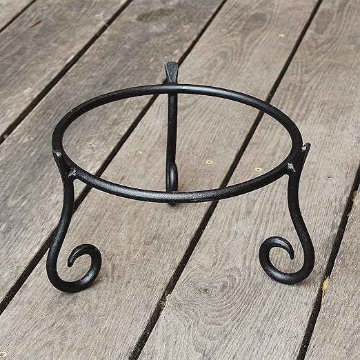 Achla Designs GBS-22 Short Wrought Iron Metal Plant birdbath Bowl Stand Flowerpot Holder, 9.5x6 inches, Black