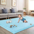 Baby Play Mat for Floor Nursery Muscle Mat Area Playroom Rug 39"x59" Memory Foam 1.3" Thick Crawling Mat for Babies,Toddlers, Infants,Kids (Ice Blue)