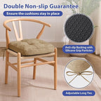 Chair Cushions for Dining Chairs, Dining Chair Cushions, Tufted Indoor Chair Pads with Ties & Non Slip Backing, Seat Cushions for Kitchen Chairs 16.5” x 16.5” x 3.5”, Set of 4, Khaki