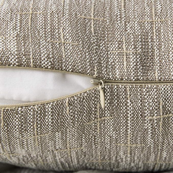 MIULEE Pack of 2 Decorative Burlap Linen Throw Pillow Covers Modern Farmhouse Pillowcases Rustic Woven Textured Cushion Cover for Sofa Couch Bed 16x16 Inch Light Brown