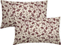 Burgundy Floral Pillow Covers 12x20 Set of 2 Vintage Rustic Old Style Cute Small Flower Cream Print Rectangle Decorative Outdoor Pillowcases Farmhouse Throw Cushion Case Couch Sofa Bed Decor