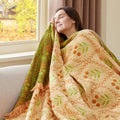 100% Cotton Boho Throw Blanket for Home Decor – Classic Farmhouse Quilt Bedding, Muslin Blankets for Adults, Vintage Woven Decorative Blanket for Couch, Bed Layering Use, Vintage Floral, 50"x60"