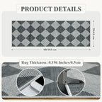 Beeiva Checkered Print Hallway Rug 2x6, Ultra Thin Kitchen Rug Runner Non Slip Washable Carpet Runners for Hallway 6ft, Modern Diamond Stain Resistant Floor Carpet for Bathroom Bedroom Entryway