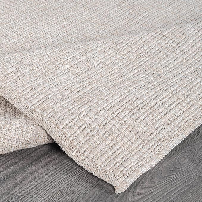 Beverly Rug Easy Jute Off White Runner Rug 2x7 Solid Washable Durable Outdoor Indoor Area Rugs for Living Dining Patio Office Stain Resistant Non Shedding Casual Indoor Outside Carpet 2 x 7 Off-White