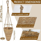 2 Pcs Hanging Basket for Wall Conical Hanging Wicker Basket with Hemp Rope Handmade Wall Planter for Garden Home Flowers Planters Boho Decor Front Door Porch Entryway (Flowers Not Included)