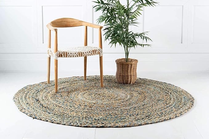Unique Loom Braided Chindi Collection Casual Modern Natural Round Rug (4' 0 x 4' 0)