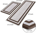 Mattitude Kitchen Mats Set of 2 Cushioned 0.47 inch Thick Rugs Non-Skid Waterproof Mats and Ergonomic Comfort Standing for Floor, Office, Sink,Laundry,Chocolate