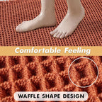 MIULEE Orange Set of 2 Waffle Bathroom Rugs, Boho Bath Rugs Non Slip Washable, Super Absorbent Bath Mats, Ultra Soft Rubber Backed Shower Mats for Bathroom Floor, Tub, 17"x24"+20"x32"
