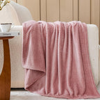 NEWCOSPLAY Super Soft King Blanket Dusty Pink Premium Silky Flannel Fleece Leaves Pattern Lightweight Bed Blanket All Season Use (Dusty Pink, King(90"x110"))