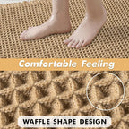 MIULEE Set of 2 Waffle Bathroom Rugs, Boho Bath Rugs Non Slip Washable, Super Absorbent Bath Mats, Ultra Soft Rubber Backed Shower Mats for Bathroom Floor, Tub, Brown, 17"x24"+20"x47"