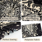 Apdidl Boho Black Mandala Tapestry for Bedroom Aesthetic, Hippie Decor Space Astrology Wall Art Ceiling Tapestries, Vintage Bohemian Indian Golden Blanket Wall Hangings for Living Room 60" X 79"