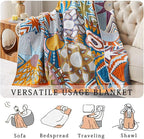 Boho Blanket Soft Muslin BohoThrow Blanket, 100% Cotton Floral Printed Farmhouse Decor All Season Reversible Rustic Throw for Sofa Couch Chair (Orange, 90"x98")