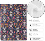 Sugar Skull Throw Blanket - 40x50in,Ultra Soft, Cozy Lightweight Flannel,Colorful Day of The Dead Blankets - Gifts for Women & Gothic Lovers,for Halloween Couch Home Living Room Festive Decor