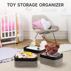 3-Pack Storage Baskets for Organizing | Woven Shelf Toy Basket | Rope Baskets for Gifts Empty | Closet Organizer Bins with Handles | Cube Decorative Box | 13.7×7.1×6.7” | Black Brown