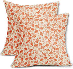 Orange Floral Pillow Covers 20x20 Set of 2 Vintage Rustic Old Style Cute Small Flower Orange Cream Print Decorative Outdoor Pillowcases Fall Farmhouse Throw Cushion Case Decor for Couch Sofa Bed