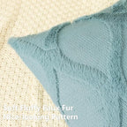 decorUhome Spring Euro Sham Throw Pillow Covers 22x22 Inch Set of 2, Soft Plush Faux Fur Wool Aqua Accent Couch Pillow Covers for Modern Farmhouse Bed Sofa Living Room