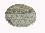 CRAFT KALA Mandala Floor Pillow Cushion Cover Seating Throw Cover Hippie Decorative Bohemian Ottoman Poufs Pom Pom Pillow Cases Boho Indian Cotton Living Room Home Décor 24" Round White Gold Ombre