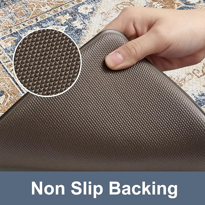 KIMODE Anti Fatigue Kitchen Mat 2PCS,Non-Skid Waterproof Kitchen Rugs,Farmhouse Kitchen Mat for Floor,Cushioned Comfort Foam Standing Mat for Floor,Office,Sink,Desk,Laundry,Mutil-Blue