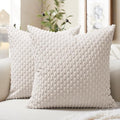 Softalker Throw Pillow Covers 20x20 Inch, Set of 2, Soft Corduroy Boho Stripe Decorative Pillow Cover, Couch Fluffy Pillow Cover for Farmhouse Home Decor Bed Living Room, Beige