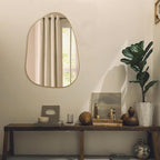 PERFNIQUE Irregular Wall Mirror Asymmetrical Mirror, 27''x19'' Gold Mirror for Bathroom Bedroom Living Room Entryway, Decorative Modern Wall Decor, Wall Mounted Mirror (Gold, 27''x19'')