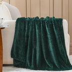 NEWCOSPLAY Super Soft Throw Blanket Forest Green Premium Silky Flannel Fleece Leaves Pattern Lightweight Bed Blanket All Season Use (Forest Green, Throw(50"x60"))