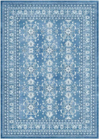 Lessymo 5x7 Area Rugs for Living Room, Machine Washable Non Slip Rug, Soft Low Pile Carpet for Bedroom Dining Home Office, Vintage Blue/White Distressed Floral Floor Mat