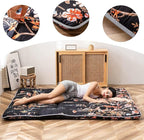 MAXYOYO Black Floral Japanese Futon Floor Mattress, Bed Mattress Topper Portable Thick Sleeping Pad Floor Bed Roll Up Camping Mattress Folding Couch Bed Mattress Pad for Guest Room, Twin Size