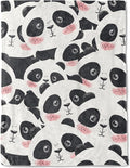 Cute Panda Face Fleece Blanket - Lightweight Soft Cozy Gifts Throw for Animal Lovers,Kids,Women,Girls,Sweet Pandas White Blankets,Home Room Modern Art Decor 40x50in