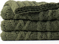 Battilo Olive Green Throw Blanket for Couch, Chunky Cable Knit Blanket, Woven Soft Cozy Chenille Throw Blanket for Bed, Sofa, Chair, Living Room, 51"x67"