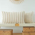 JOJUSIS Pack of 2 Faux Fur Plush Decorative Throw Pillow Covers Couch Cushion Case Soft Pillowcases (Beige, 12 x 20-Inch)