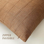 Foindtower Set of 2 Decorative Linen Check Throw Pillow Covers Neutral Farmhouse Vintage Cushion Covers Modern Boho Home Decor for Sofa Chair Couch Bedroom Living Room,24×24 Inch,Brick