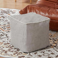 Louis Donné Unstuffed Storage Pouf Ottoman Cover 45x45 Cotton Linen DIY Decorative Footrest for Living Room Bedroom Home Office Replacement (Only Cover)
