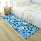 Rugcomf Runner Rug for Hallways Kitchen Rug Non Slip 2'6''x8' Washable Runner Rugs with Rubber Backing Soft Floral Carpet Runner for Hallways, Kitchen, Laundry, Bedroom, Bathroom(Blue)