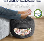 SHOUREN Stuffed Round Pouf Ottoman,Corduroy Foot Rest with Shredded Foam Filling, Lightweight and Fluffy Pouf Storage Ottoman for Living Room,Floor Poufs for Couch,18"x 14", Dark Grey