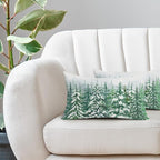 Kawani Green Pine Tree Lumbar Pillow Covers 12X20 Inch Winter Forest Snowflake Decorative Pillow Cases Set of 2 Christmas Holiday Throw Pillows for Cushion Sofa Couch Outdoor