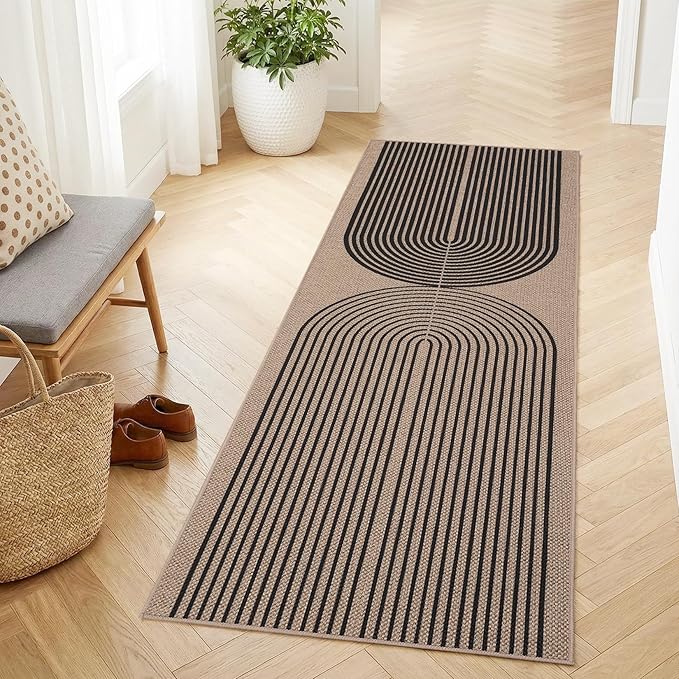 GarveeHome Easy Jute 2x6 Modern Rainbow Runner Rug for Hallway Kitchen Bedroom Non Slip Indoor Outdoor Runner Door Mat for Laundry Porch