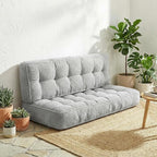 63 Inch Folding Bench Cushion, 4 Inch Thick 2-in-1 Convertible Long Floor Lounger Boneless Cushions Couch Mattress Upholstered for Yoga, Reading, Sleeping, Meditation Living Room(Light Grey)