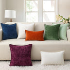 decorUhome Chenille Soft Cozy Throw Pillow Covers 26x26 Set of 2, Modern Farmhouse Boho Velvet Decorative Euro Sham Pillow Cases with Stitched Edge for Couch Sofa Bed Home Decor, Rust