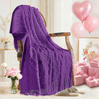 inhand Purple Knitted Throw Blanket for Couch Bed, Mothers Day/Mom Birthday Gifts for Mom from Daughter Son, Soft Lightweight with Tassels, Farmhouse Warm Decorative Blanket for Women, 50"x60"