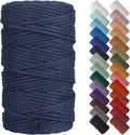 NOANTA Dark Blue Macrame Cord 4mm x 109yards, Colored Macrame Rope, Cotton Cord Macrame Yarn, Colorful Cotton Craft Cord for Wall Hanging, Plant Hangers, Crafts, Knitting