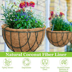 Riare 4 Pack 16 Inch Round Coco Liners Replacement, 100% Natural Coconut Coir Liners for Hanging Baskets, Garden Flower Vegetables Planter Pot, Window Box, Fence, Decks