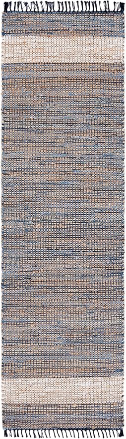 SAFAVIEH Cape Cod Collection Runner Rug - 2'3" x 8', Light Blue, Handmade Jute & Denim, Ideal for Living Room, Hallway, Foyer, Bedroom (CAP153L-28)