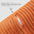 MIULEE Orange Decorative Throw Pillow Covers for Couch Bed Livingroom 16x16 Inch Set of 2 Boho Accent Throw Pllows Broadside Striped Patchwork Soft Corduroy Pillowcases