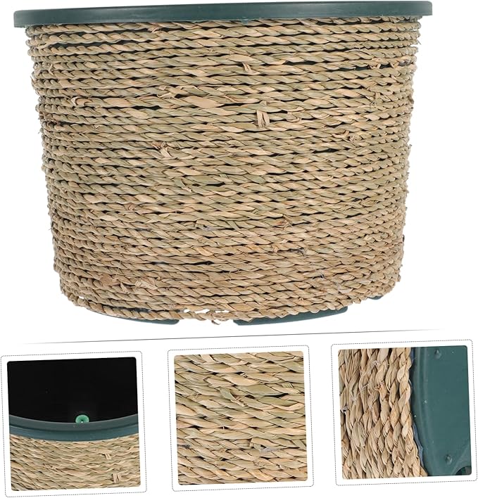 balacoo Straw Decorative Flower Pot Basket Plant Pot Storage for Boho Home Decor